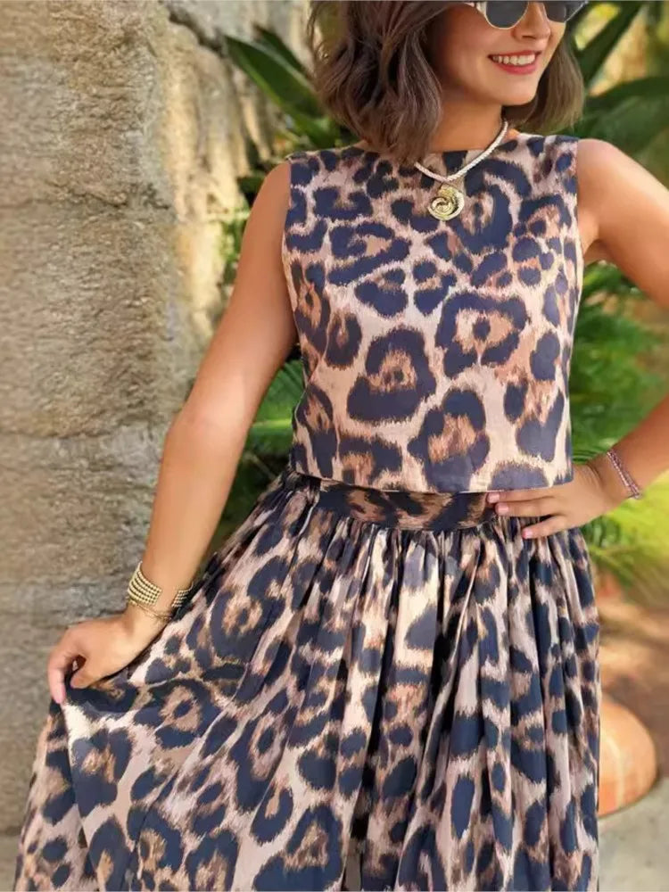 Trend Leopard Print Two-Piece Set