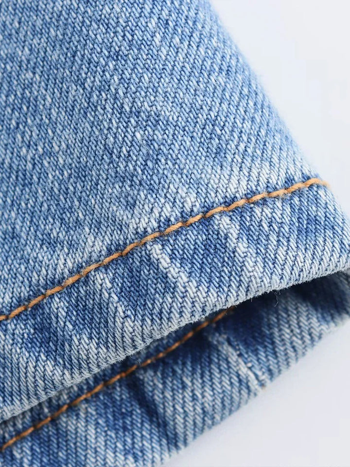 Backless Denim Strap Jumpsuit