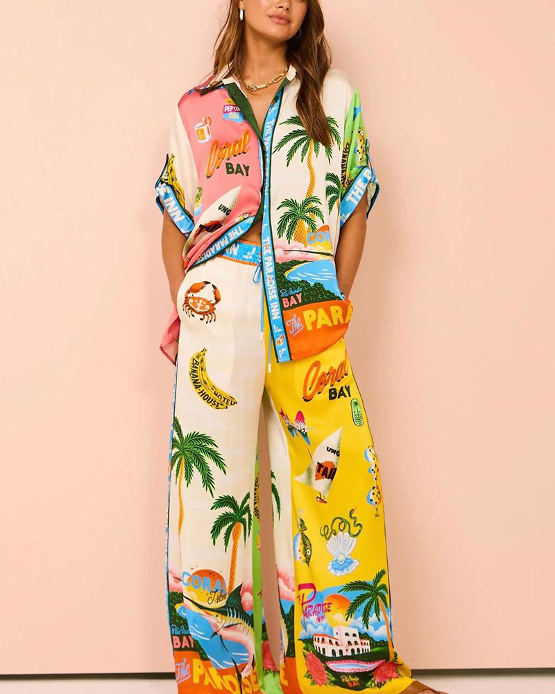 Contrast holiday style two piece set