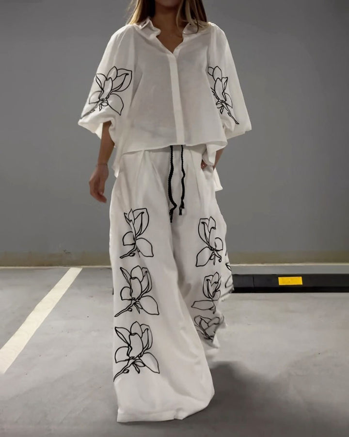 Wide Leg Pants Two-Piece Set