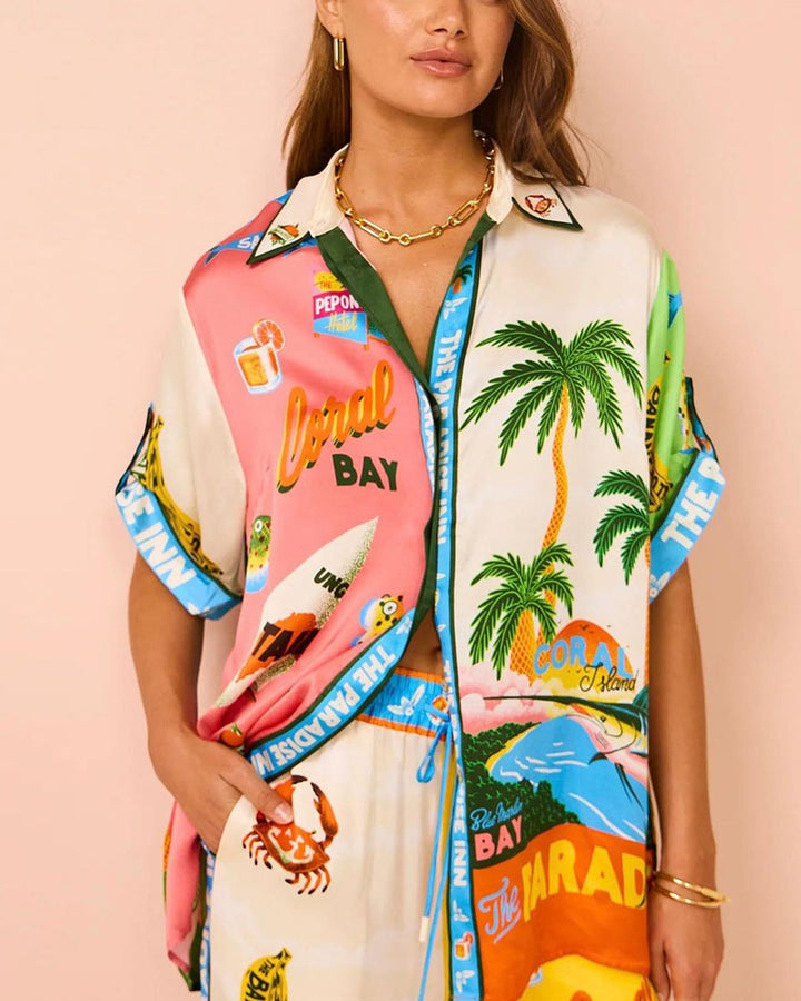 Contrast holiday style two piece set