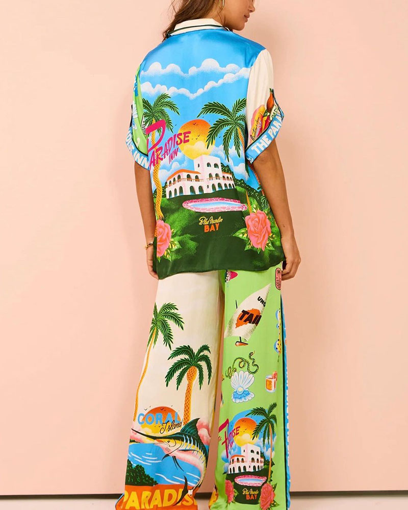 Contrast holiday style two piece set
