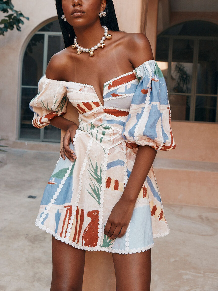 Modern Mini Dress with Floral Print