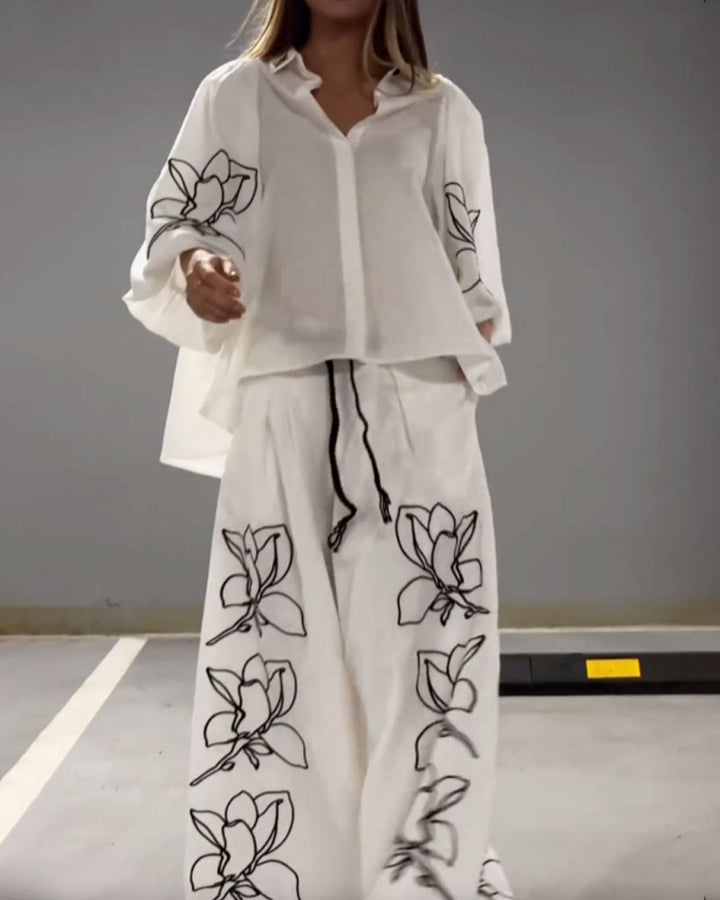 Wide Leg Pants Two-Piece Set