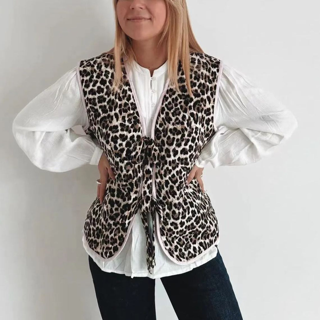 Leopard Print and Bow Gilet
