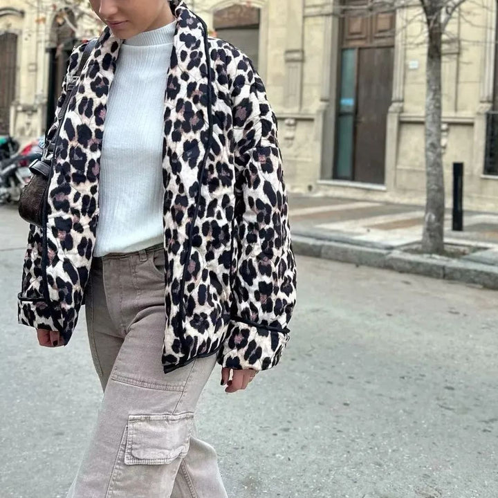 Padded Jacket with Leopard Print