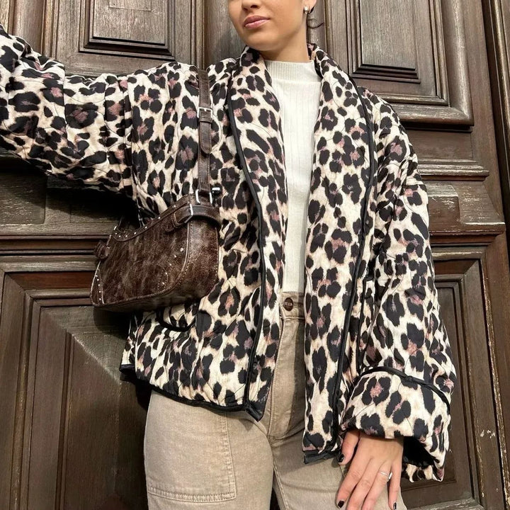 Padded Jacket with Leopard Print
