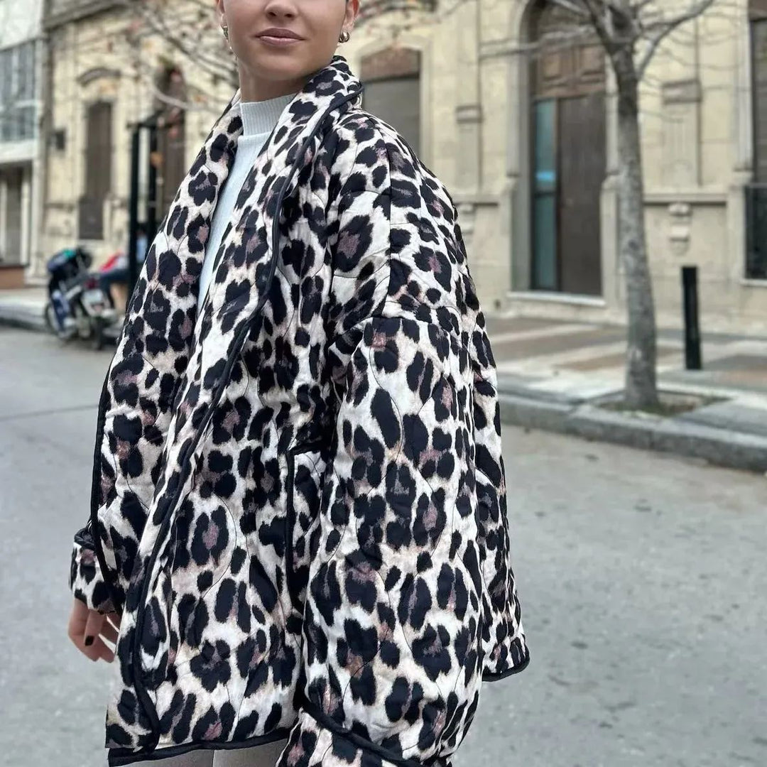 Padded Jacket with Leopard Print