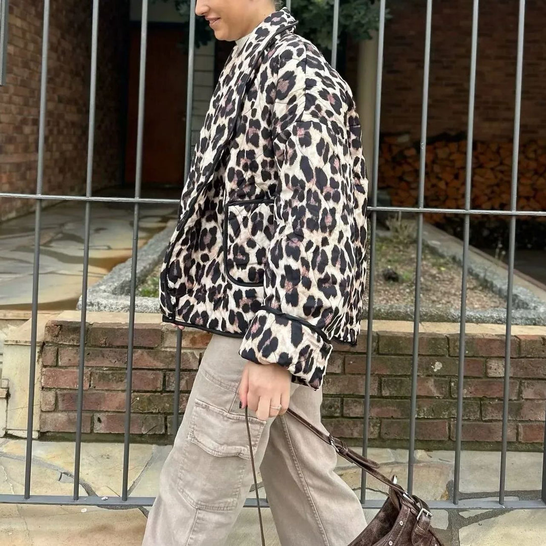 Padded Jacket with Leopard Print