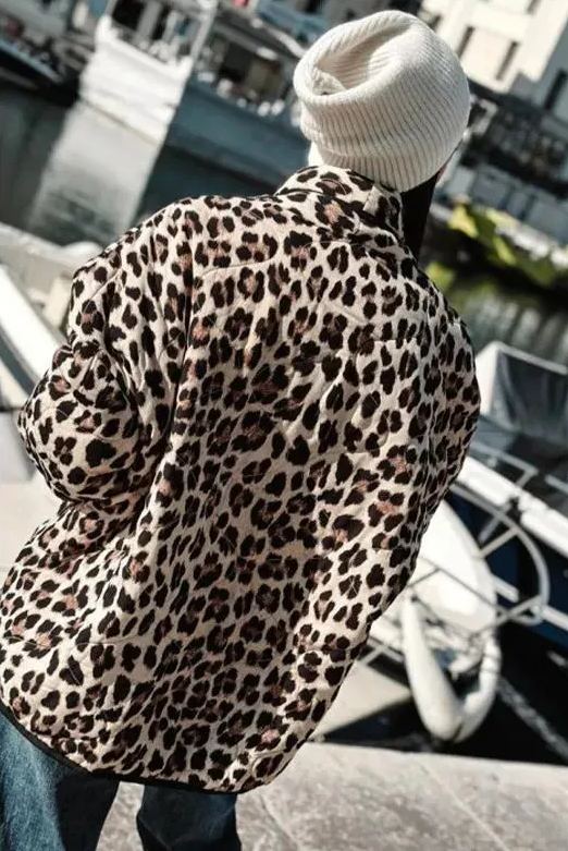 Padded Jacket with Leopard Print