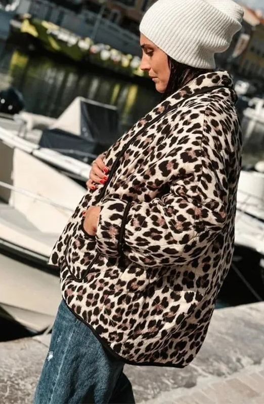 Padded Jacket with Leopard Print