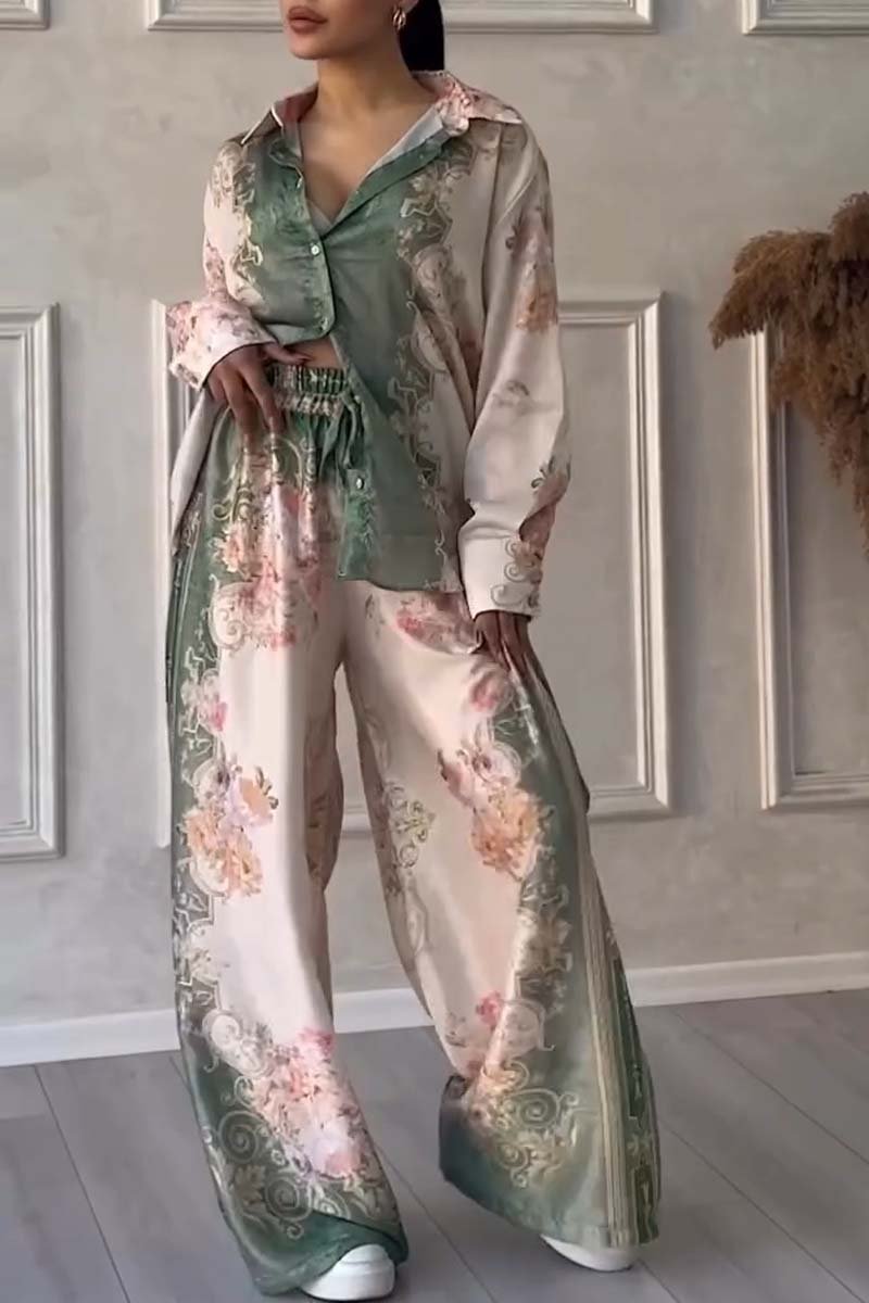 Retro printed casual suit