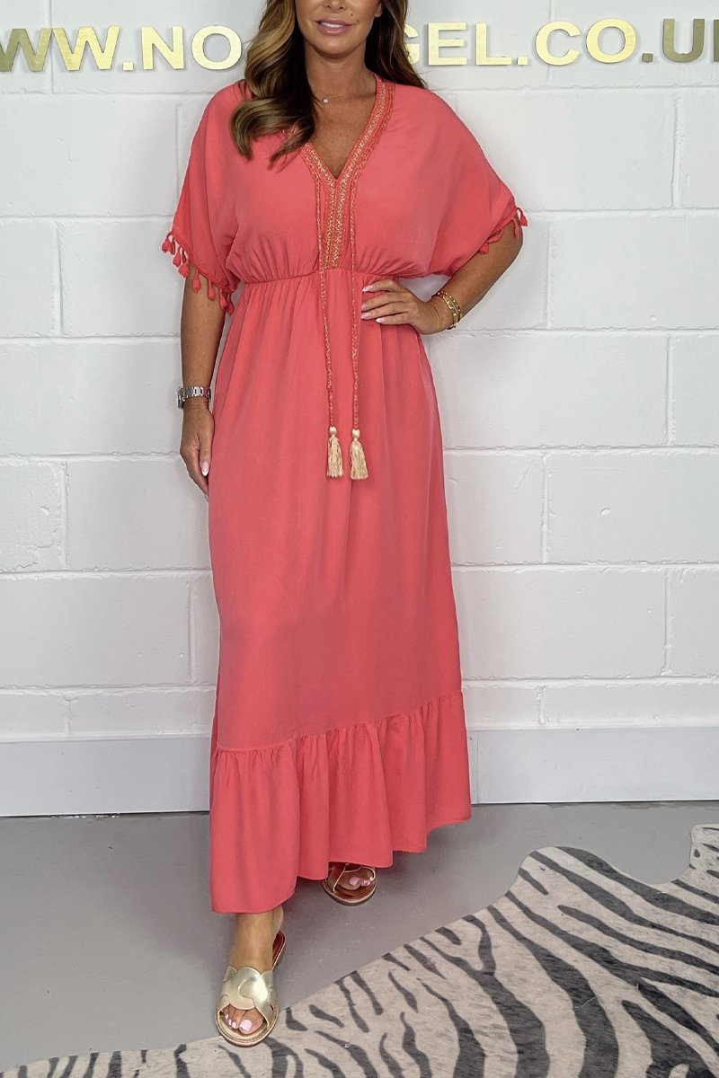 V-neck cotton dress