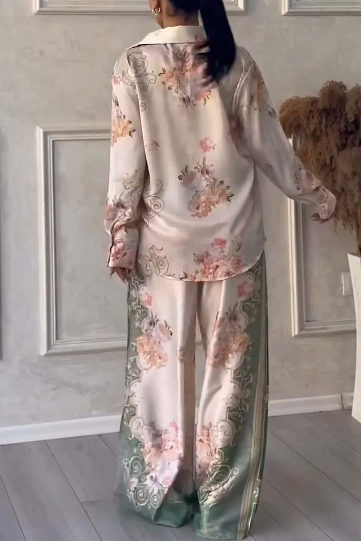 Retro printed casual suit