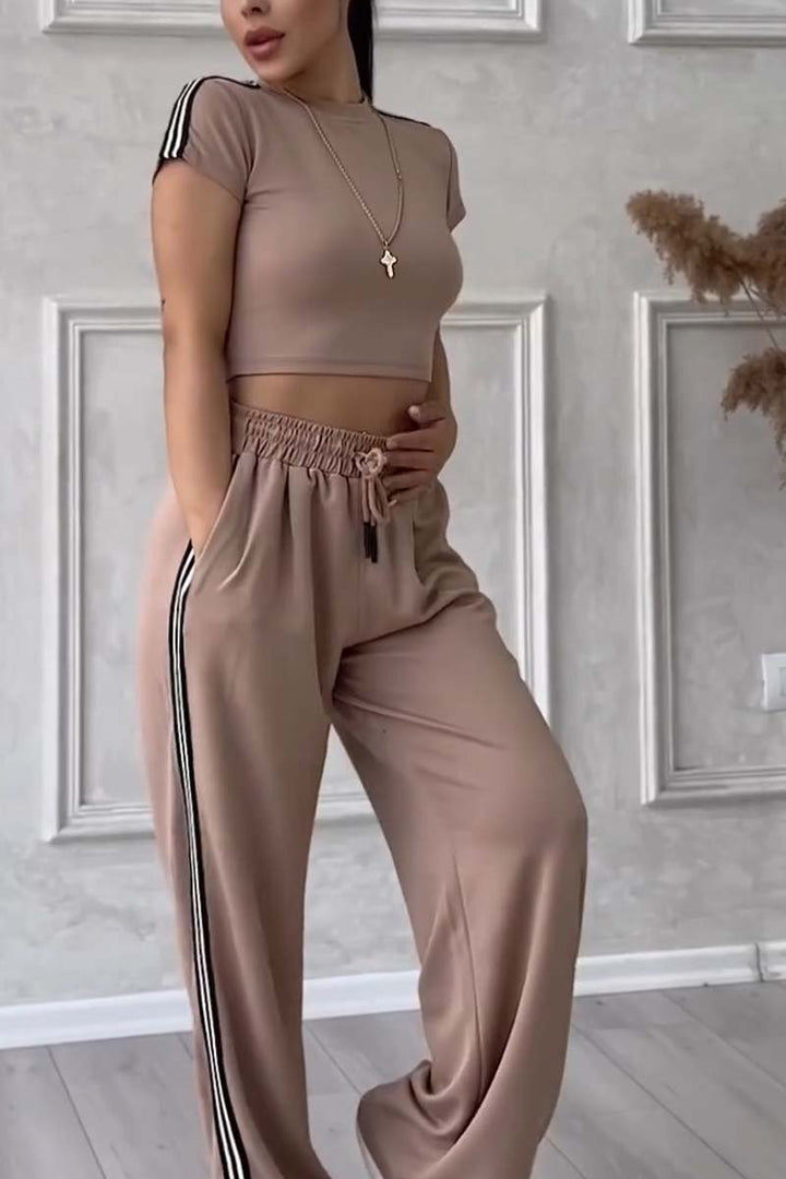 Casual side webbing track suit