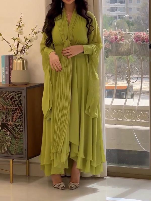 Casual V-neck Solid Color Dress