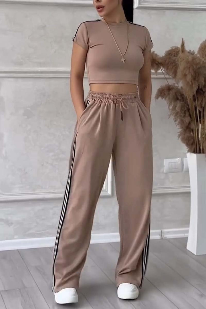 Casual side webbing track suit