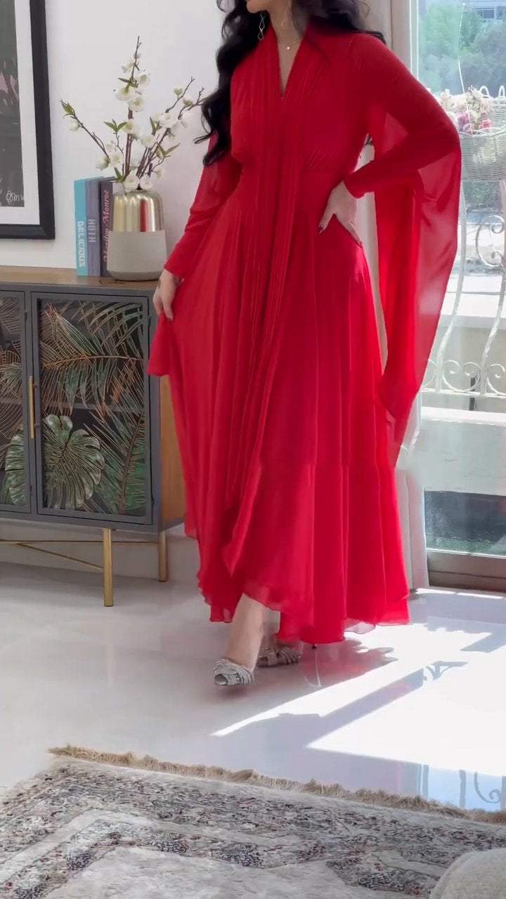 Casual V-neck Solid Color Dress