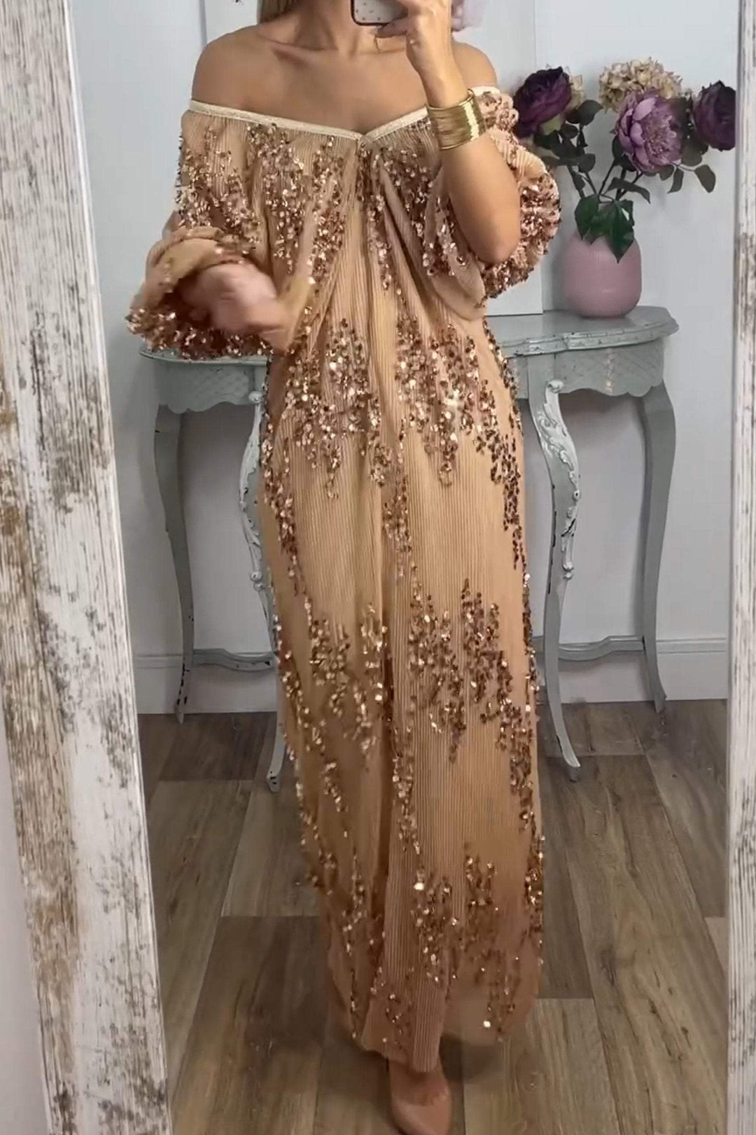 V-neck Sequin Dress