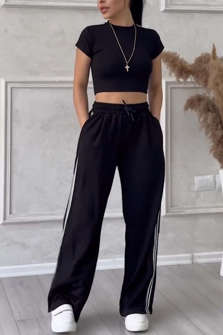 Casual side webbing track suit