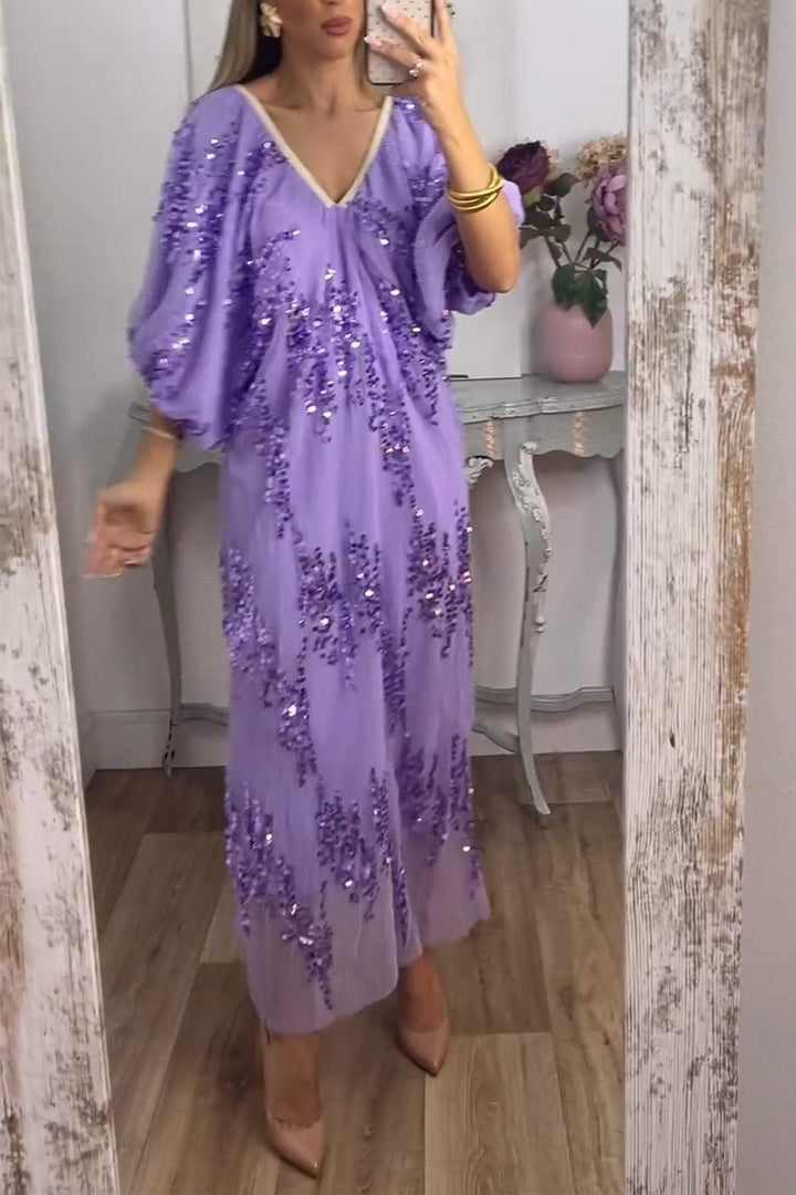 V-neck Sequin Dress