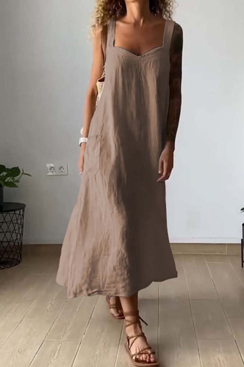 Casual loose cotton and linen dress