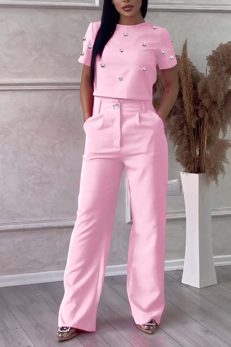 Stylish diamond embellished top and pants set