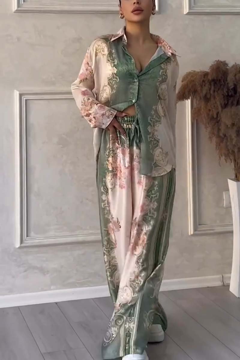 Retro printed casual suit