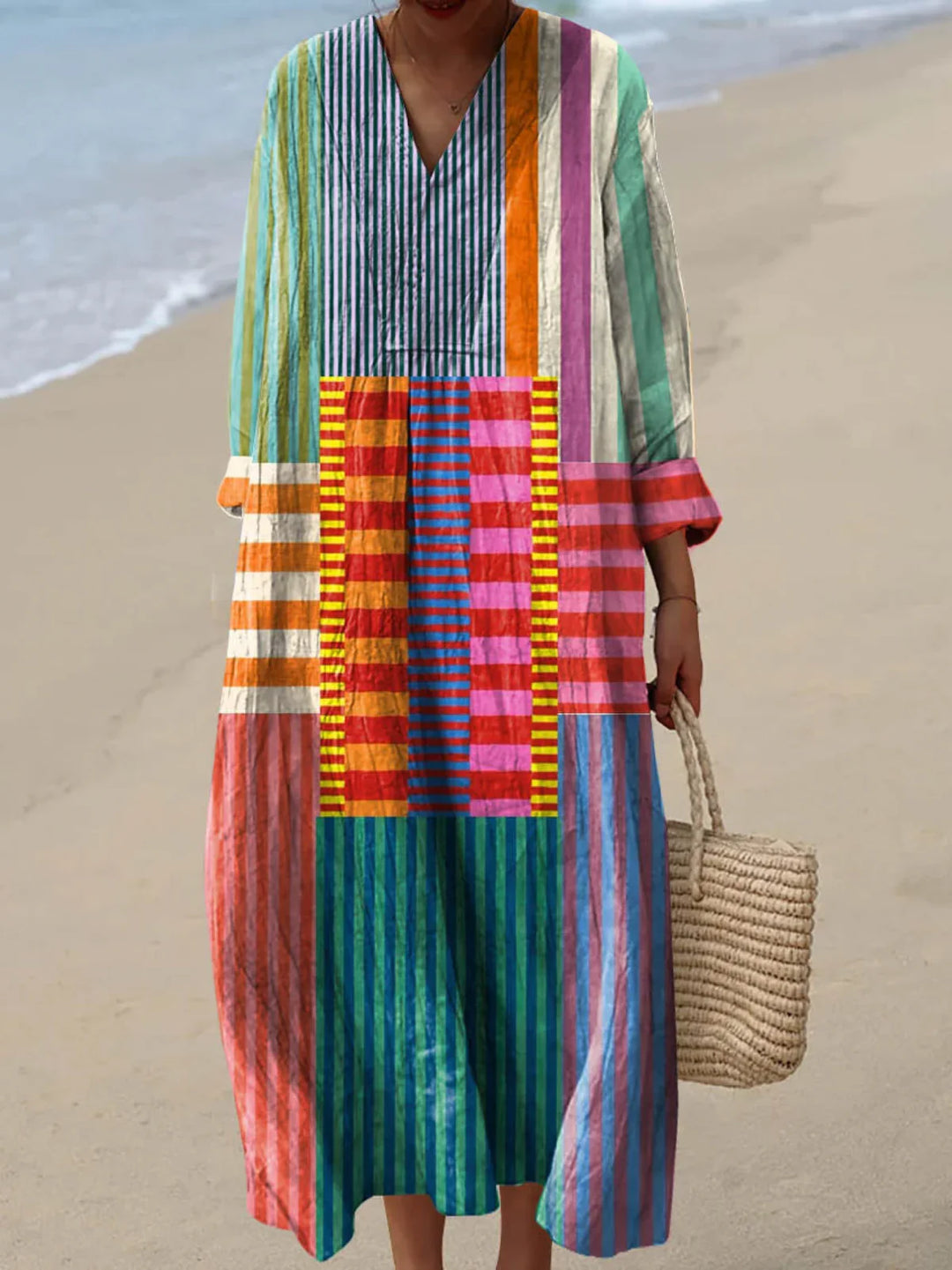 Inaya | Long Multicolored Patchwork Dress