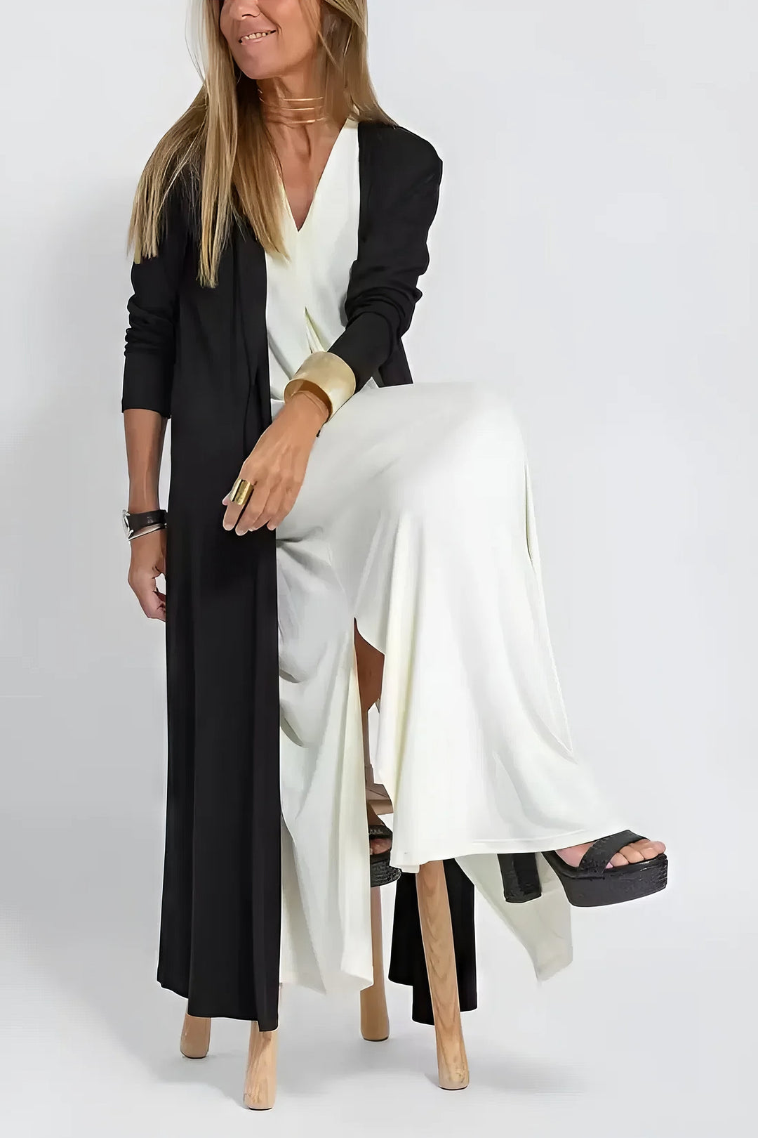 Lumina Elegant Long Dress with Matching Cardigan Included
