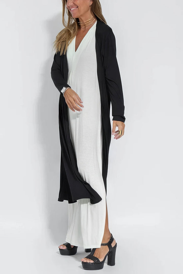 Lumina Elegant Long Dress with Matching Cardigan Included