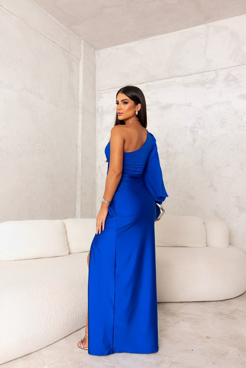 Yolina – One-Shoulder Satin Elegance Dress